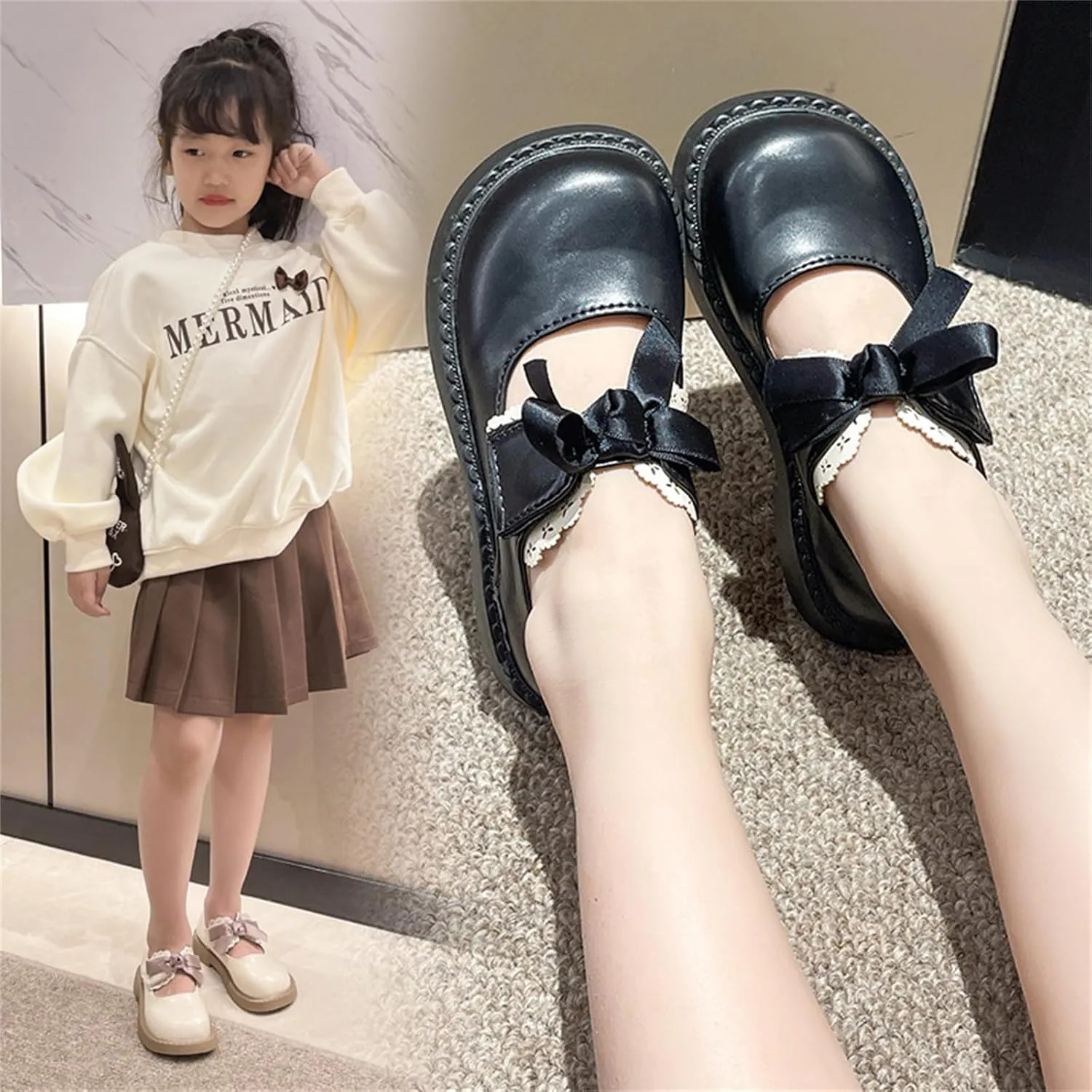 Toddler/Little Girls Mary Jane Dress Shoes Girls Loafers School Uniform Thick Non-Slip Sole Casual Shoe