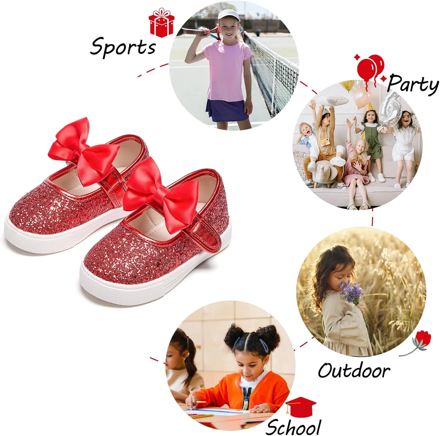 Toddler/Little Girls Sneakers-Slip On Glitter Sports Shoes for Running Walking