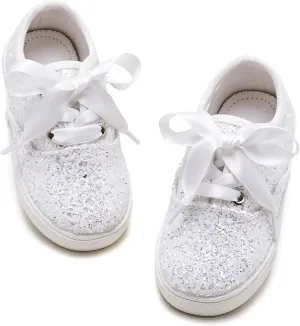 Toddler/Little Girls Sneakers-Slip On Glitter Sports Shoes for Running Walking