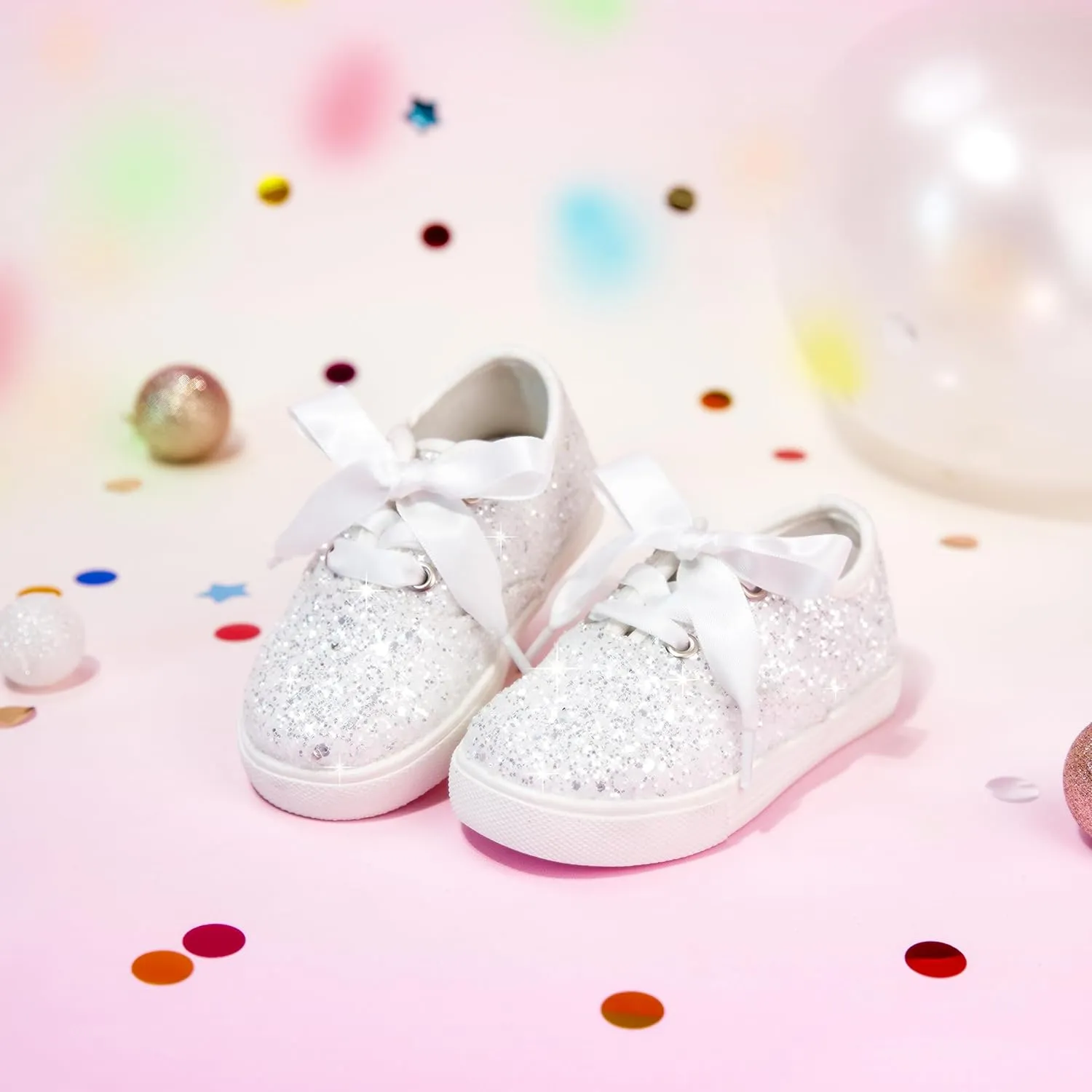 Toddler/Little Girls Sneakers-Slip On Glitter Sports Shoes for Running Walking