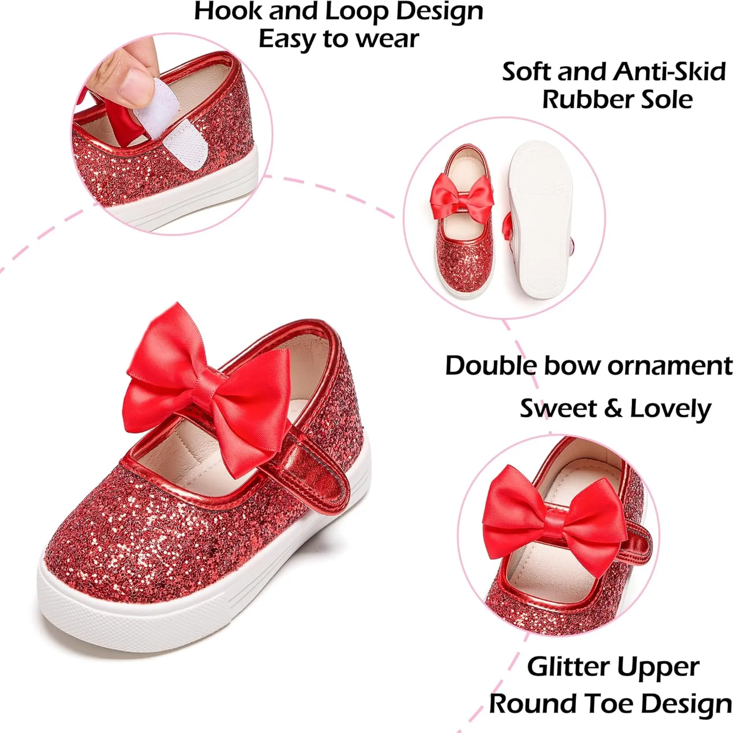 Toddler/Little Girls Sneakers-Slip On Glitter Sports Shoes for Running Walking