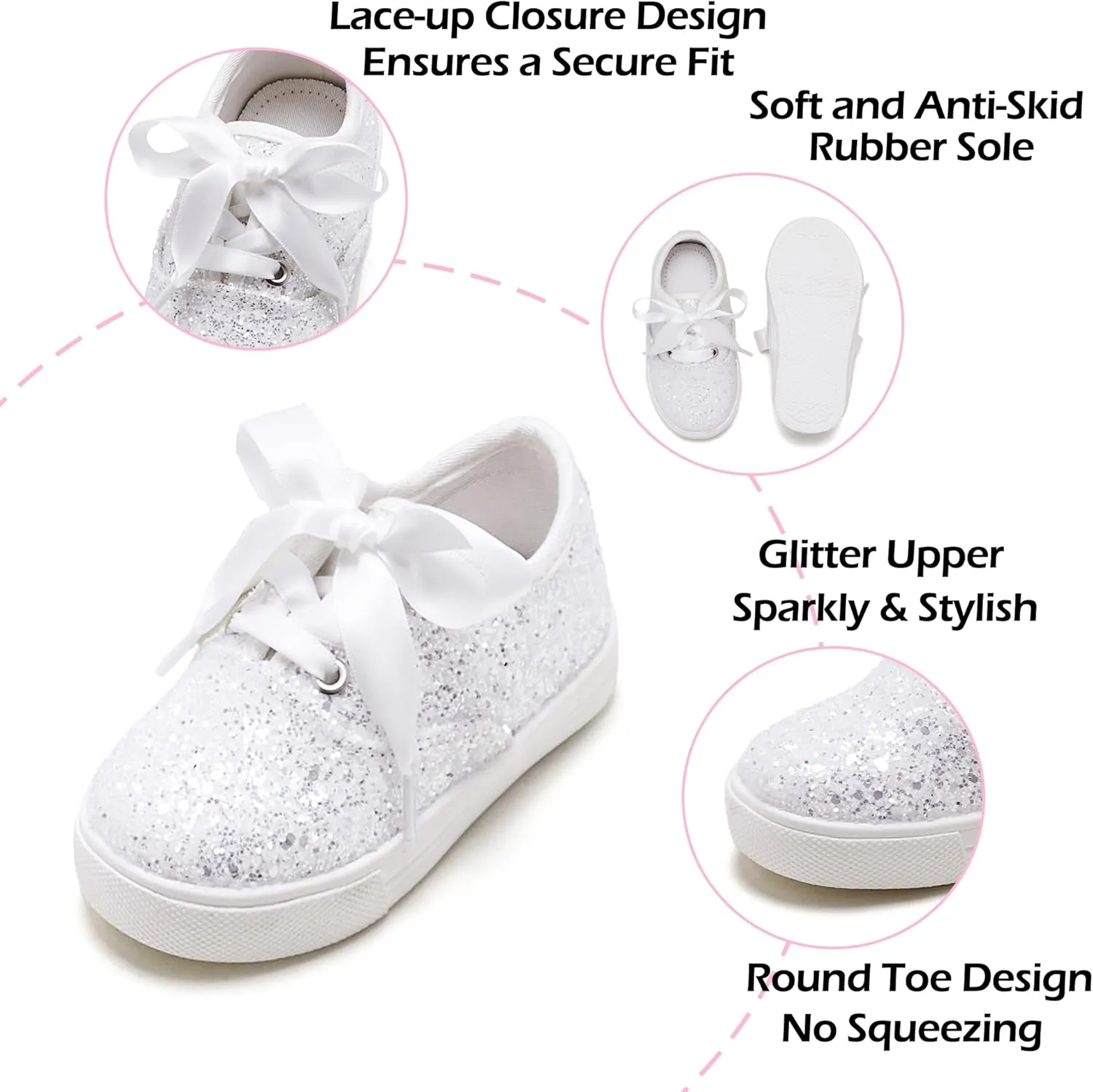Toddler/Little Girls Sneakers-Slip On Glitter Sports Shoes for Running Walking
