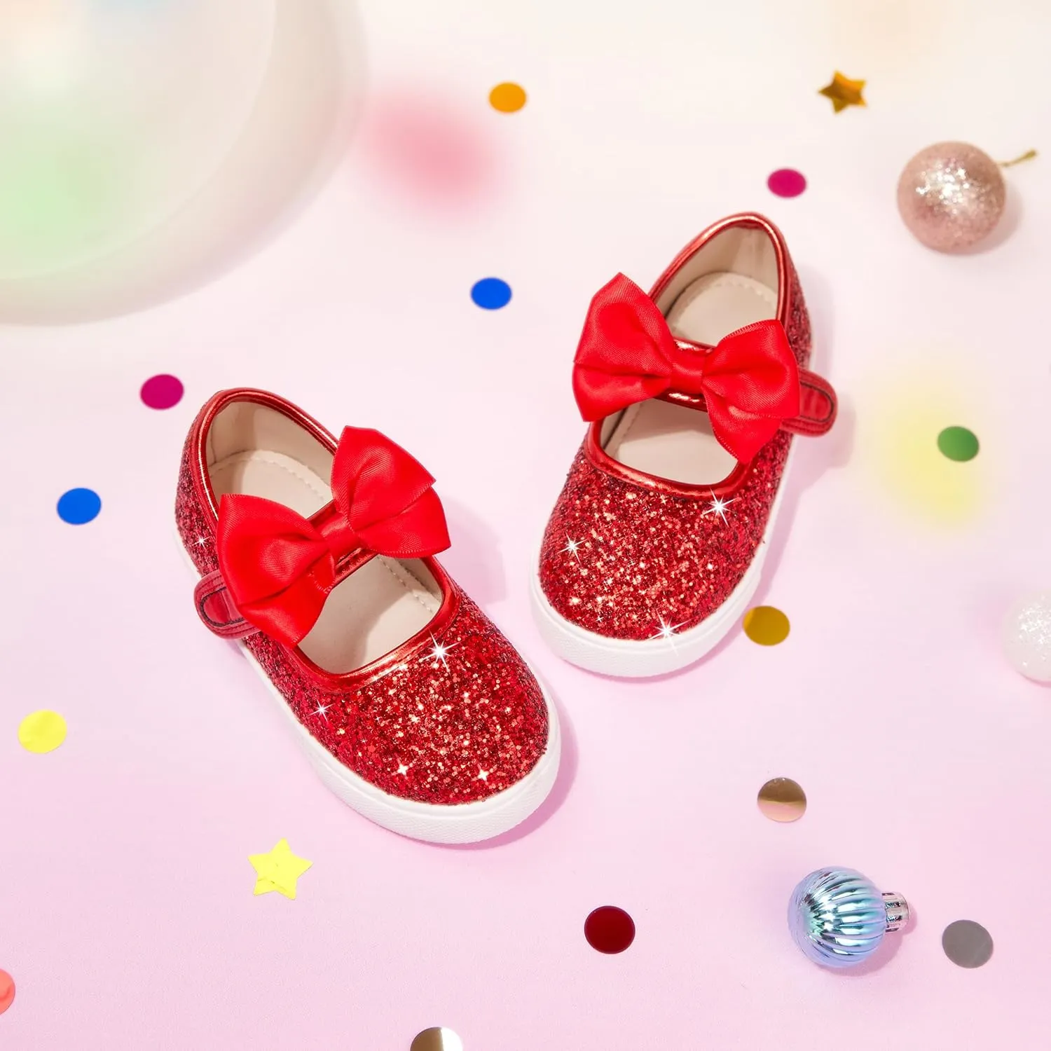 Toddler/Little Girls Sneakers-Slip On Glitter Sports Shoes for Running Walking