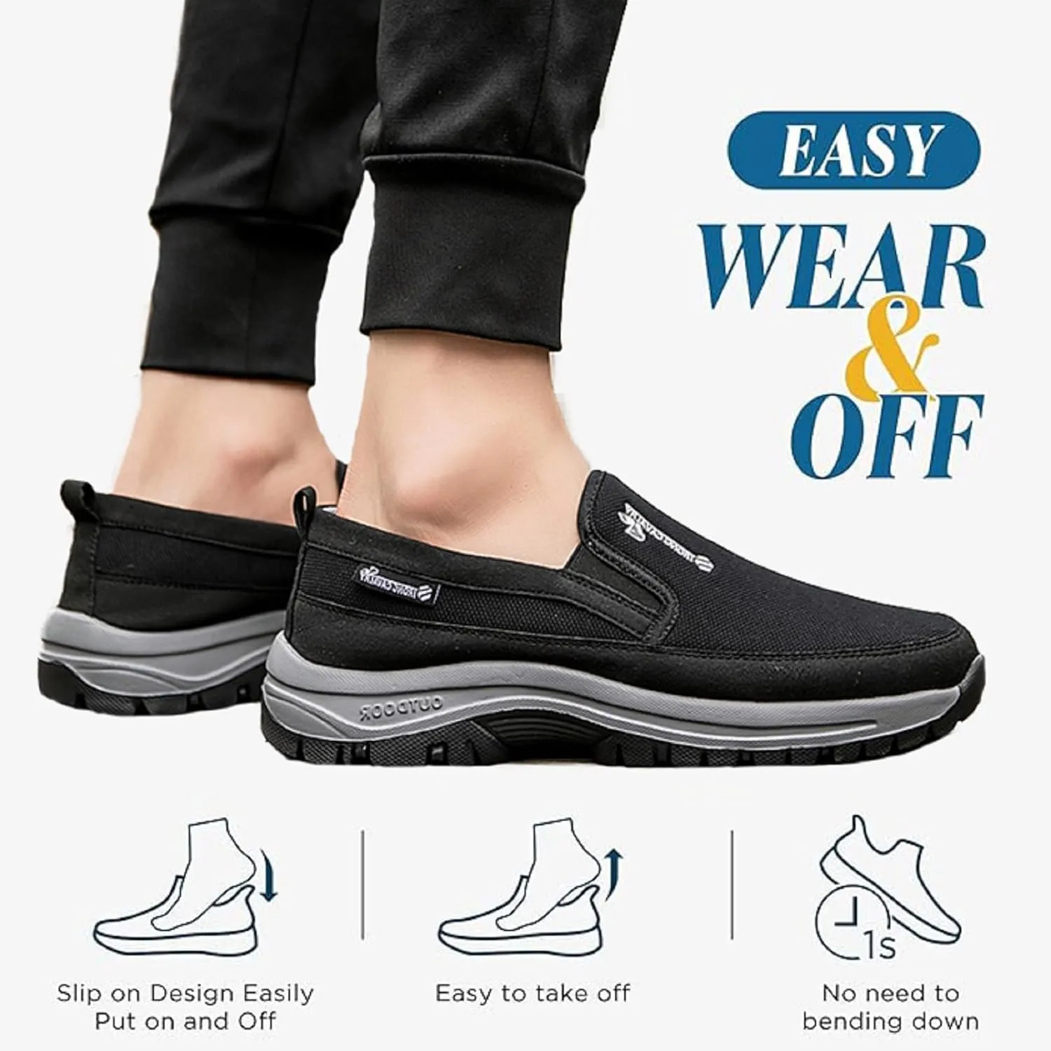 Tongzone Men's Slip On Walking Shoes Mesh Lightweight Casual Work Loafer Sneakers