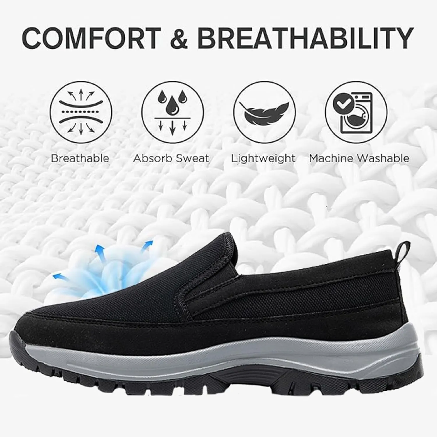 Tongzone Men's Slip On Walking Shoes Mesh Lightweight Casual Work Loafer Sneakers