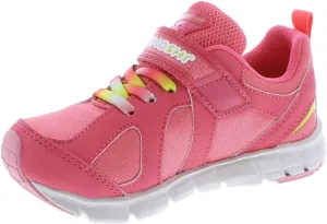 TSUKIHOSHI RAINBOW Kids Shoes - Strap-Closure Machine-Washable Kids Sneakers with Wide Toe Box and Slip-Resistant, Non-Marking Outsoles, Lime,coral - 3 Little Kid (4-8 Years)