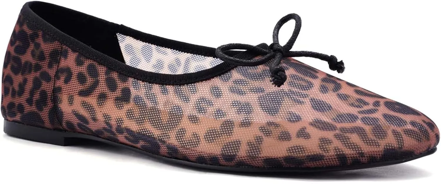 UBWDU Mesh Ballet Flats for Women Round Closed Toe Mary Jane Flats Ballerina Shoes with Bow