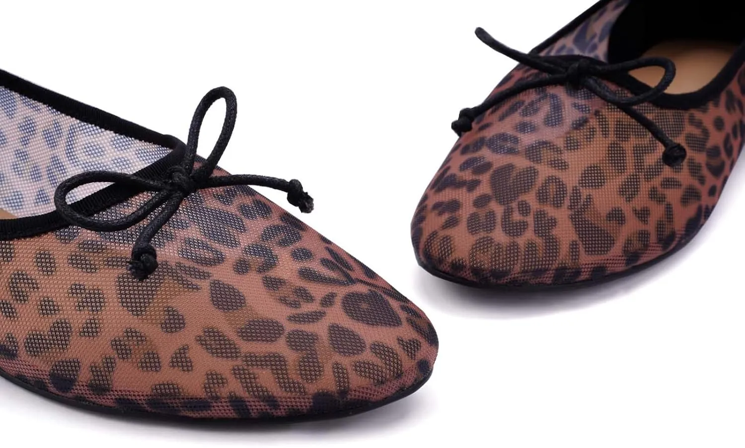 UBWDU Mesh Ballet Flats for Women Round Closed Toe Mary Jane Flats Ballerina Shoes with Bow