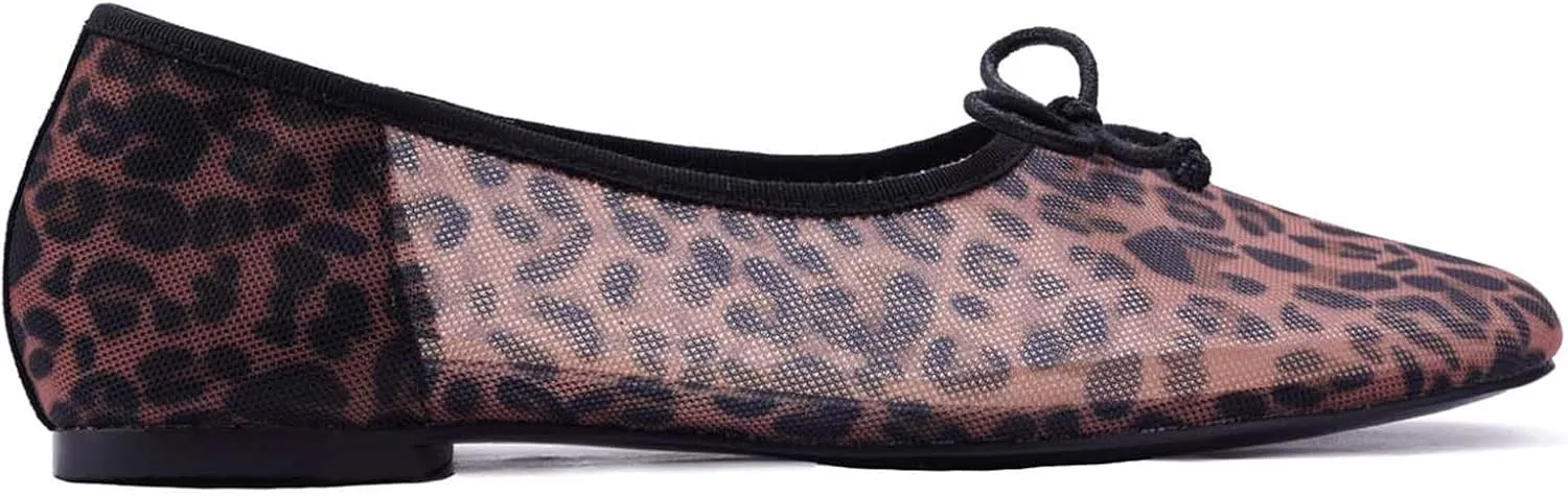 UBWDU Mesh Ballet Flats for Women Round Closed Toe Mary Jane Flats Ballerina Shoes with Bow