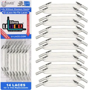 uLace Slims No-Tie Shoelaces - Elastic Shoe Laces for Sneakers | Stretchy, Elastic Laces | Easy Installation - 14 Laces