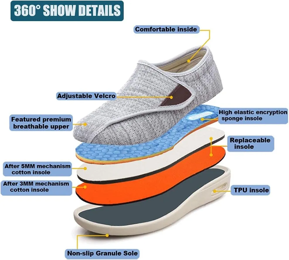 W&LESVAGO Diabetic Shoes for Women Easy On/Off, Lightweight Breathable Adjustable Closure Walking Sneakers