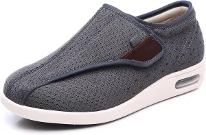 W&LESVAGO Women Extra Wide Width Diabetic Edema Shoes, Lightweight Breathable Adjustable Closure Walking Sneakers Easy On/Off(10#, Grey)