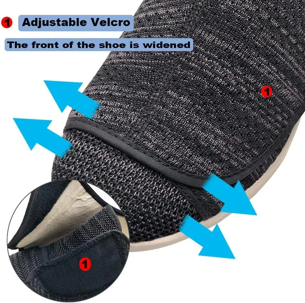 W&LESVAGO Women's Wide Width Diabetic Edema Shoes with Fully Adjustable Closures Easy On/Off, Air Cushion Walking Sneakers for Elderly Swollen Feet Outdoor