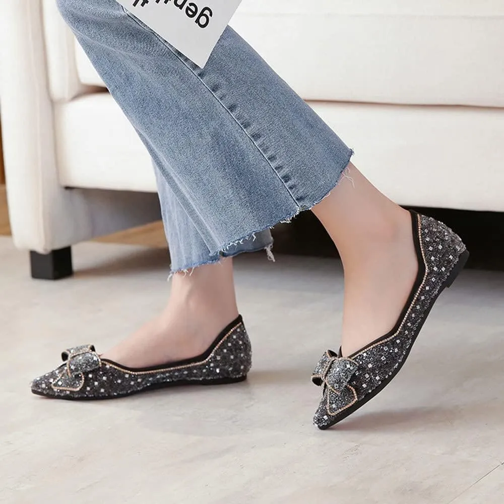 WENJIAZHIZHI Ballet Flats Wedding Dressy Shoes for Womens Comfortable Pointed-Toe Slip-On Loafers Flats Shoes Dressy Casual