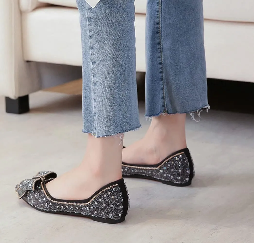 WENJIAZHIZHI Ballet Flats Wedding Dressy Shoes for Womens Comfortable Pointed-Toe Slip-On Loafers Flats Shoes Dressy Casual