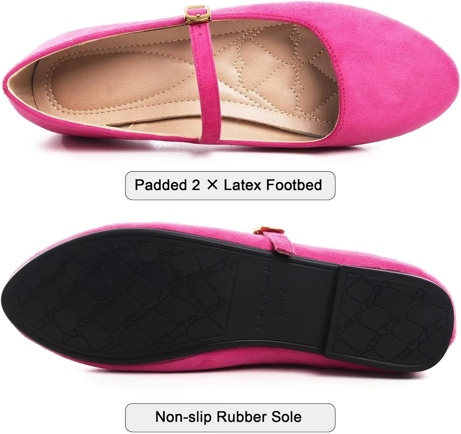 WENJIAZHIZHI Women's Ankle Strap Mary Jane Flats Shoes for Women Comfortable Round Toe Casual Slip-On Ballet Walking Flats Dress Shoes