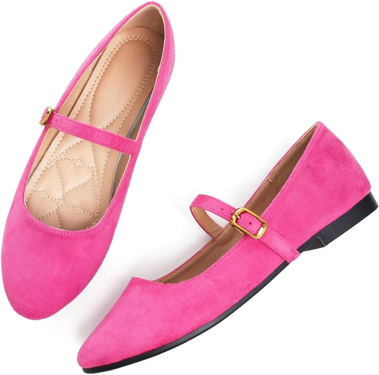 WENJIAZHIZHI Women's Ankle Strap Mary Jane Flats Shoes for Women Comfortable Round Toe Casual Slip-On Ballet Walking Flats Dress Shoes
