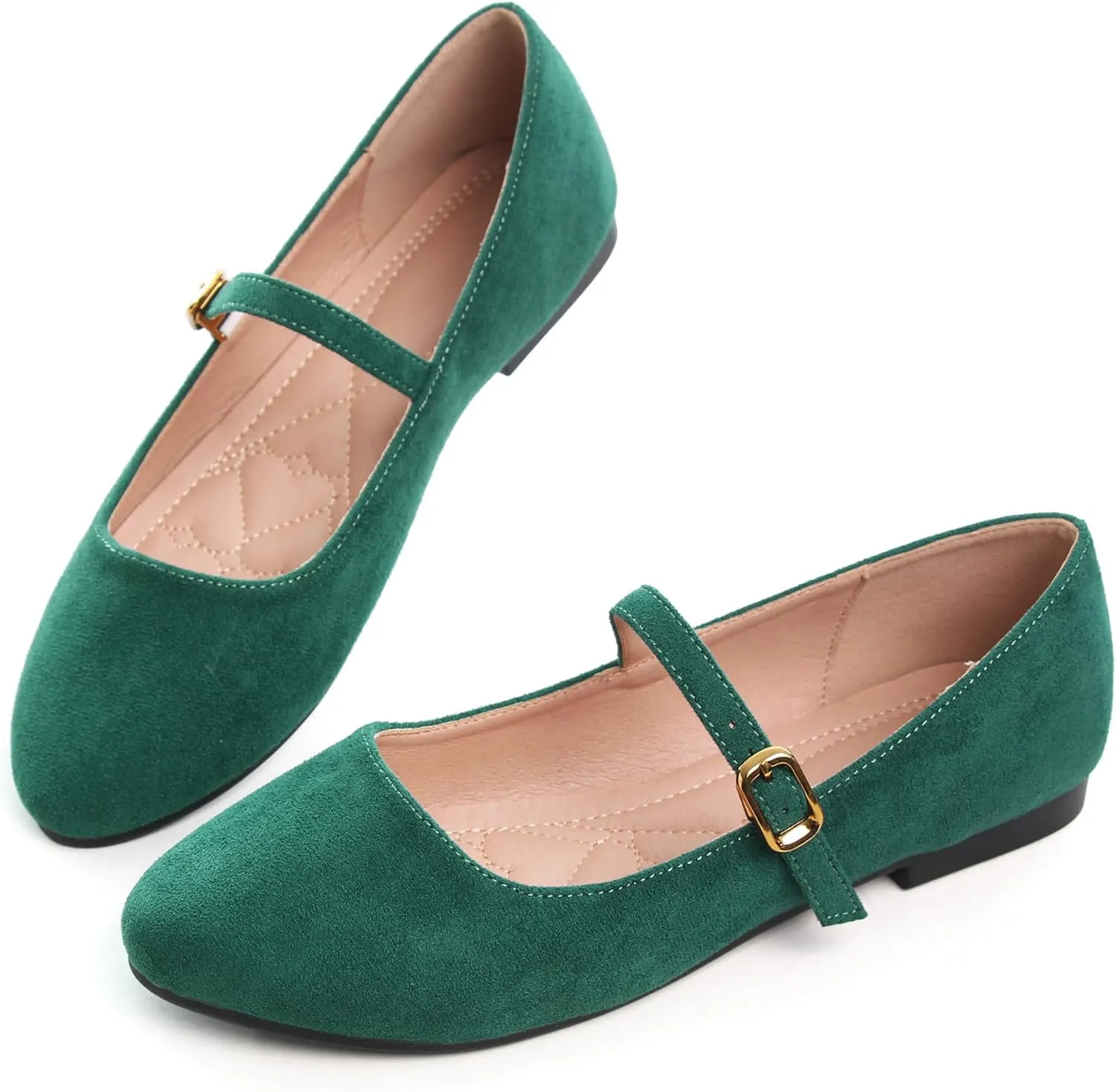 WENJIAZHIZHI Women's Ankle Strap Mary Jane Flats Shoes for Women Comfortable Round Toe Casual Slip-On Ballet Walking Flats Dress Shoes