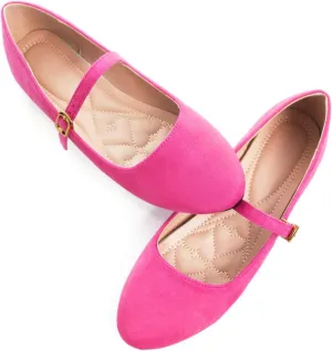 WENJIAZHIZHI Women's Ankle Strap Mary Jane Flats Shoes for Women Comfortable Round Toe Casual Slip-On Ballet Walking Flats Dress Shoes