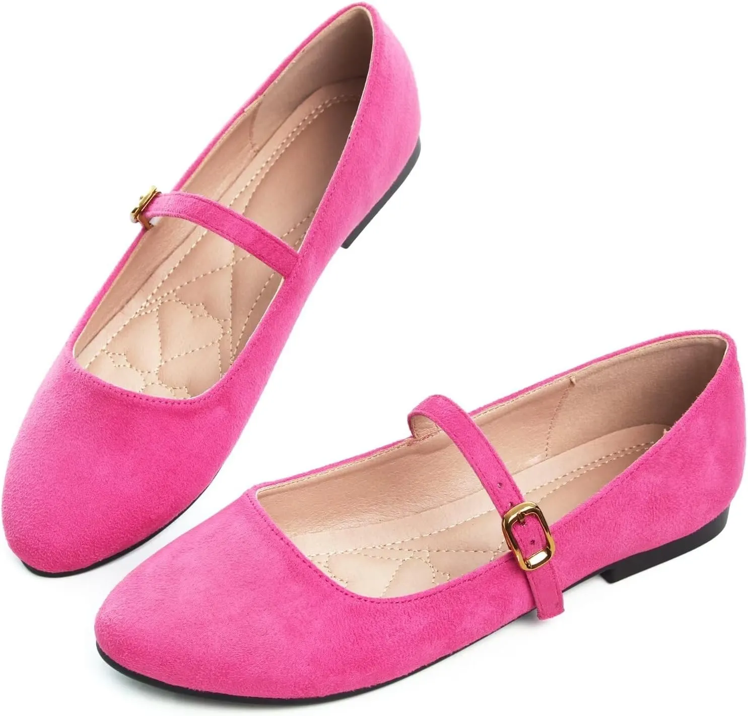 WENJIAZHIZHI Women's Ankle Strap Mary Jane Flats Shoes for Women Comfortable Round Toe Casual Slip-On Ballet Walking Flats Dress Shoes