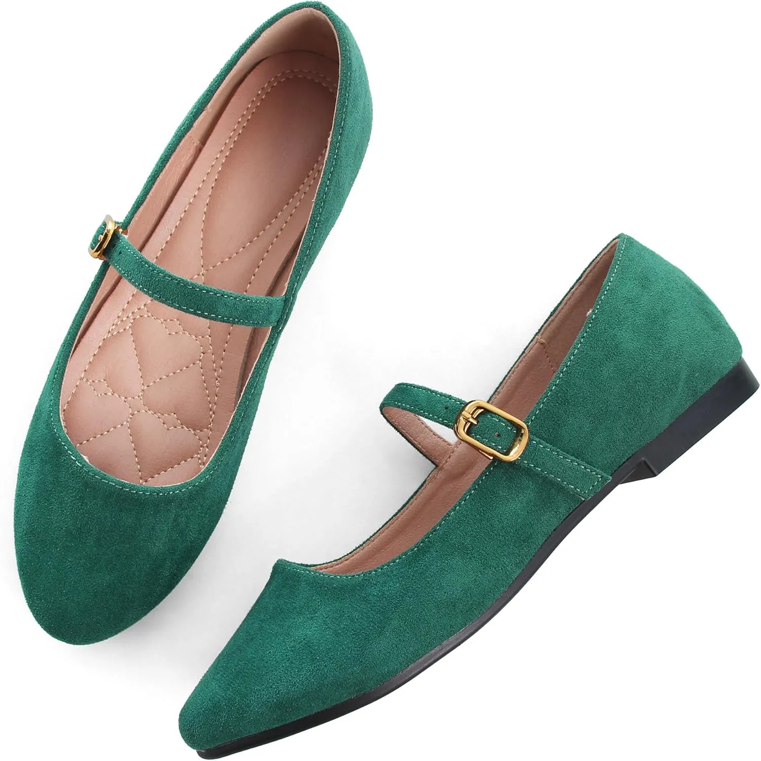 WENJIAZHIZHI Women's Ankle Strap Mary Jane Flats Shoes for Women Comfortable Round Toe Casual Slip-On Ballet Walking Flats Dress Shoes
