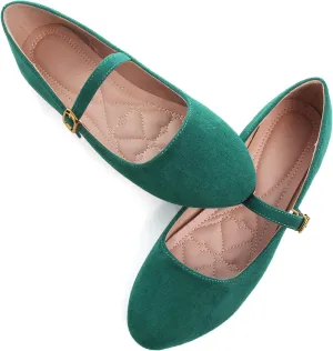 WENJIAZHIZHI Women's Ankle Strap Mary Jane Flats Shoes for Women Comfortable Round Toe Casual Slip-On Ballet Walking Flats Dress Shoes