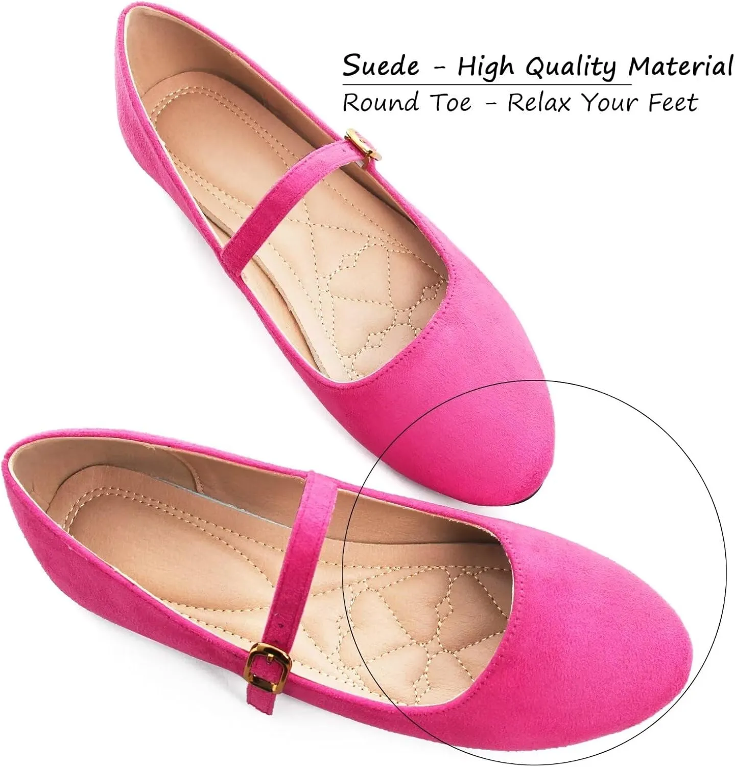 WENJIAZHIZHI Women's Ankle Strap Mary Jane Flats Shoes for Women Comfortable Round Toe Casual Slip-On Ballet Walking Flats Dress Shoes