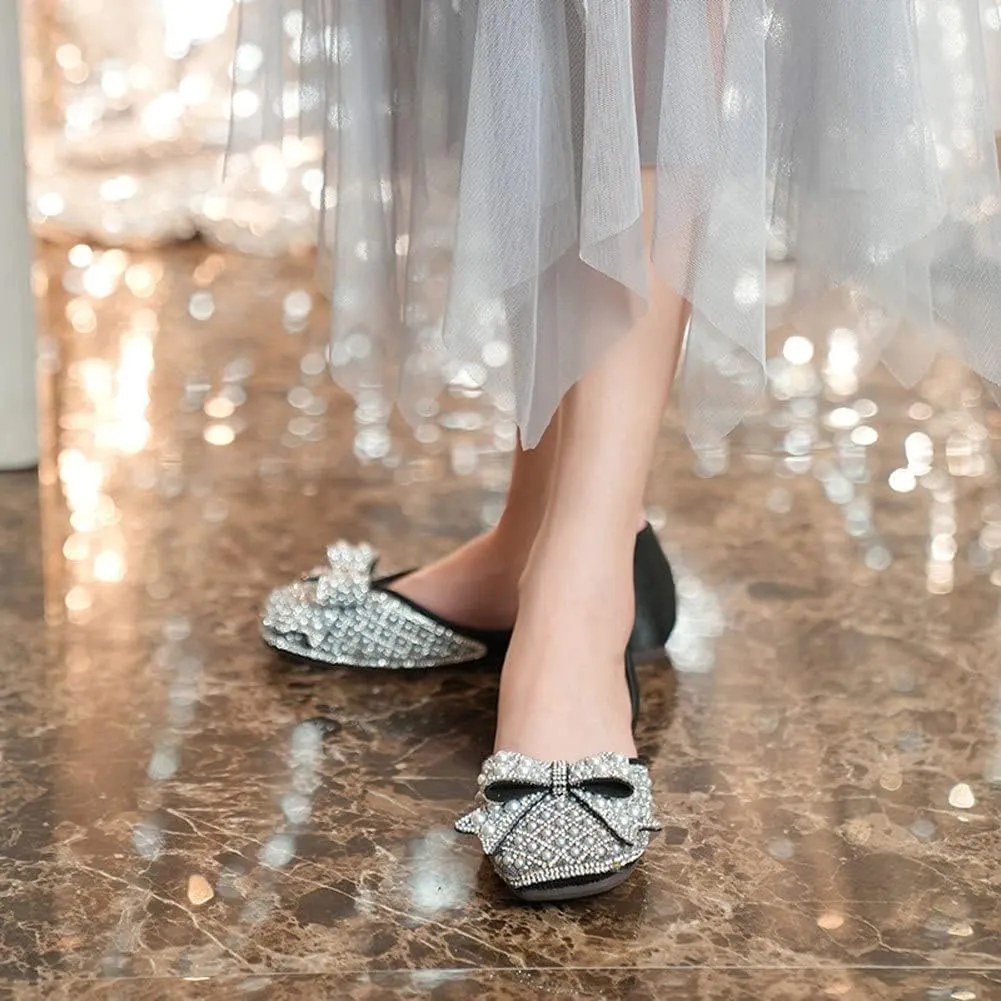 WENJIAZHIZHI Women's Ballet Flats Glittery Dress Shoes for Women Wedding Dressy Casual Soft Slip On Flats