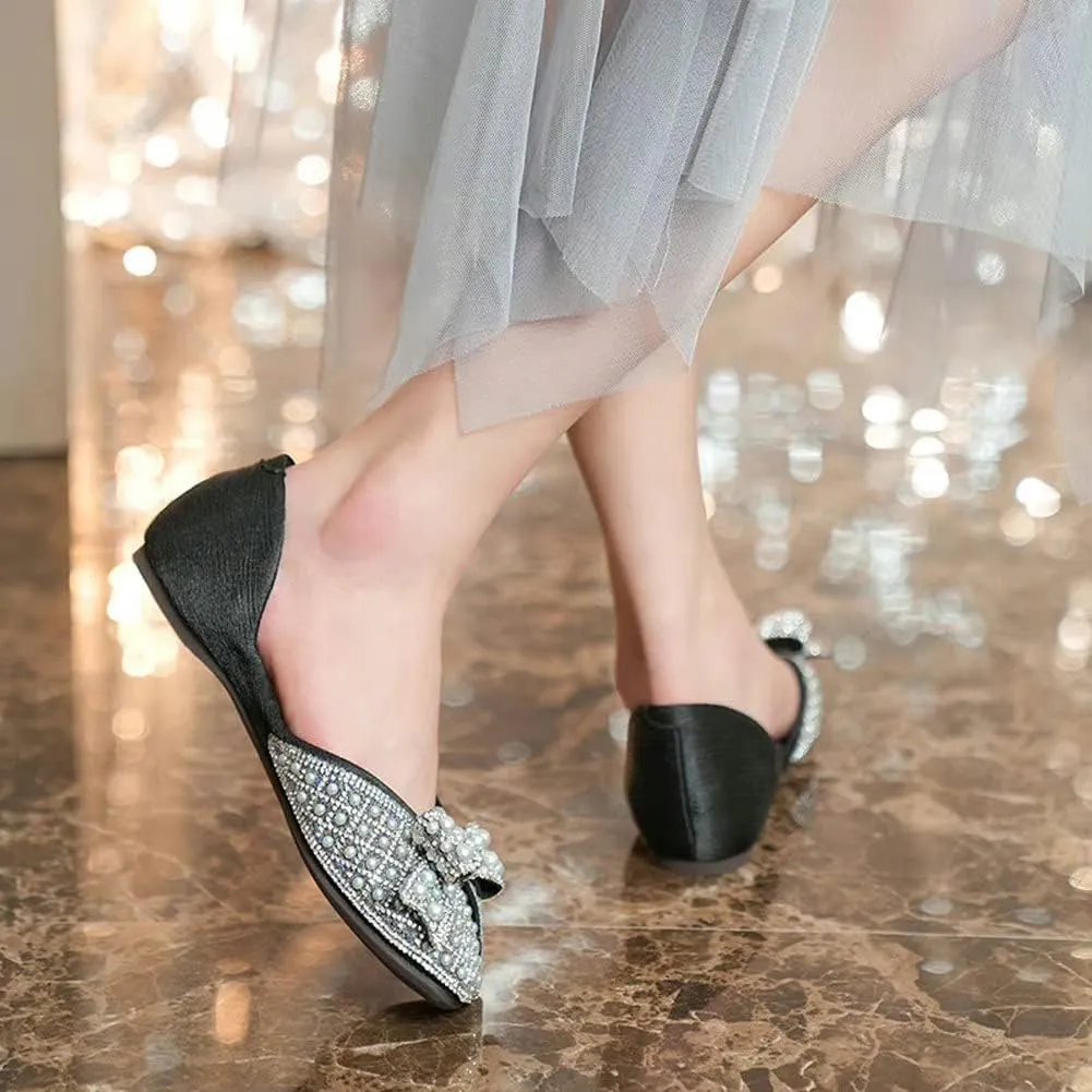 WENJIAZHIZHI Women's Ballet Flats Glittery Dress Shoes for Women Wedding Dressy Casual Soft Slip On Flats