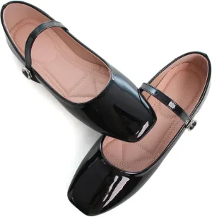 WENJIAZHIZHI Women's Ballet Flats Square Toe Comfortable Mary Jane Shoes Dressy Casual Slip-On Ballerina Working Flats Shoes