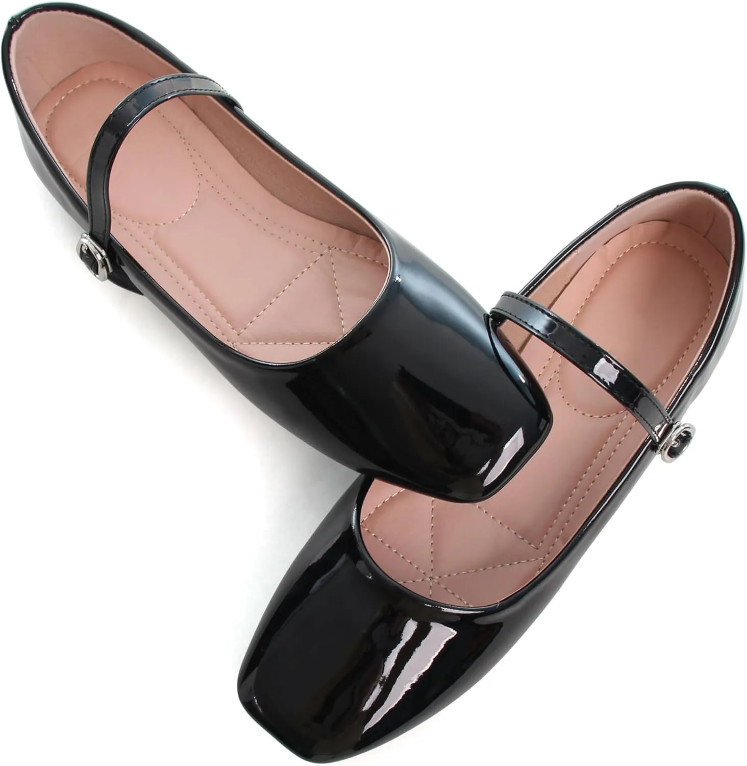 WENJIAZHIZHI Women's Ballet Flats Square Toe Comfortable Mary Jane Shoes Dressy Casual Slip-On Ballerina Working Flats Shoes