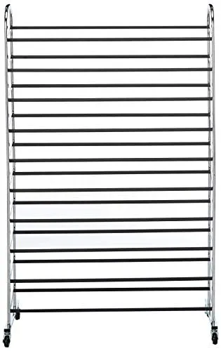 Whitmor 10 Tier Shoe Tower - 50 Pair - Rolling Shoe Rack with Locking Wheels - Chrome