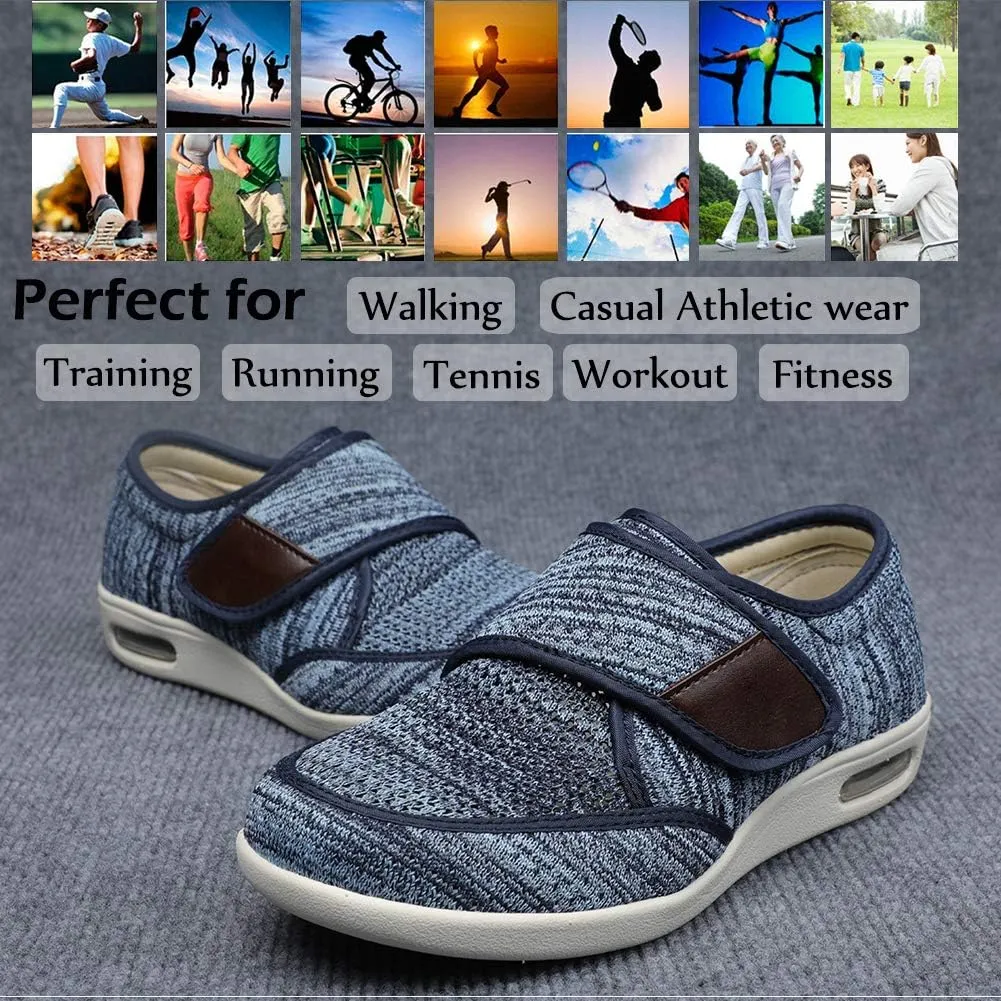 Wide Shoes with Adjustable Strap, Diabetic Shoes for Swollen Feet Easy Put On/Off Shoes for Seniors
