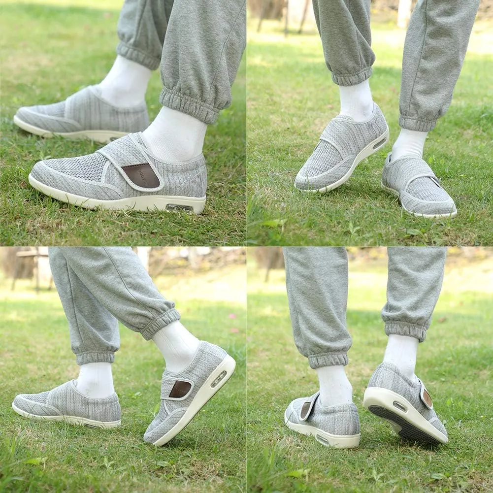 Wide Shoes with Adjustable Strap, Diabetic Shoes for Swollen Feet Easy Put On/Off Shoes for Seniors