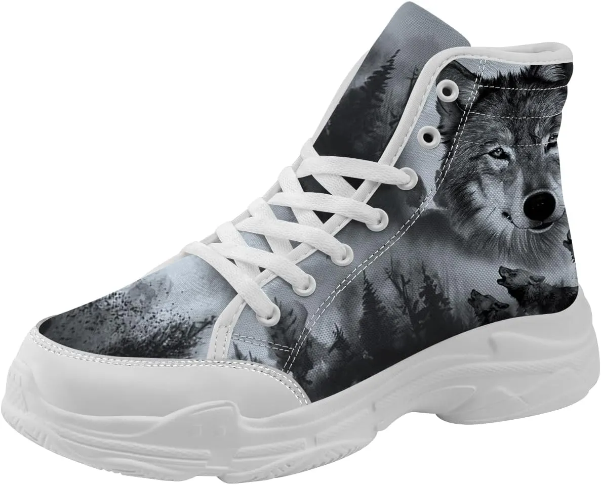 Wolf Shoes for Women Men Canvas High Top Sneakers Gifts for Him Her