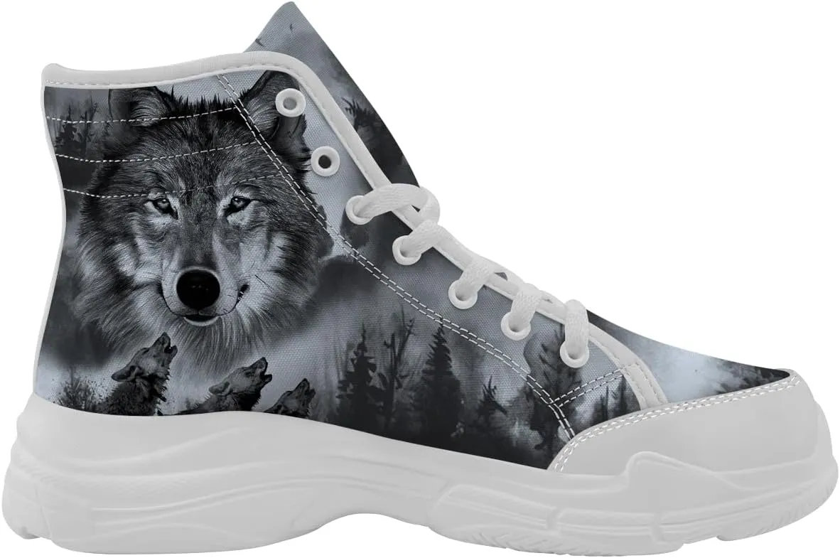 Wolf Shoes for Women Men Canvas High Top Sneakers Gifts for Him Her