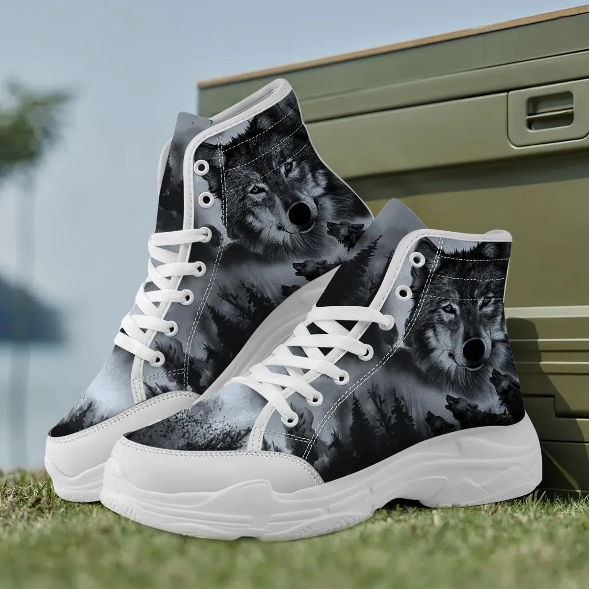 Wolf Shoes for Women Men Canvas High Top Sneakers Gifts for Him Her