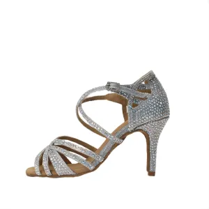 Women Ballroom Dance Shoes Diamond-Studded Fashion High Heel Professional Practice Performance Sandals