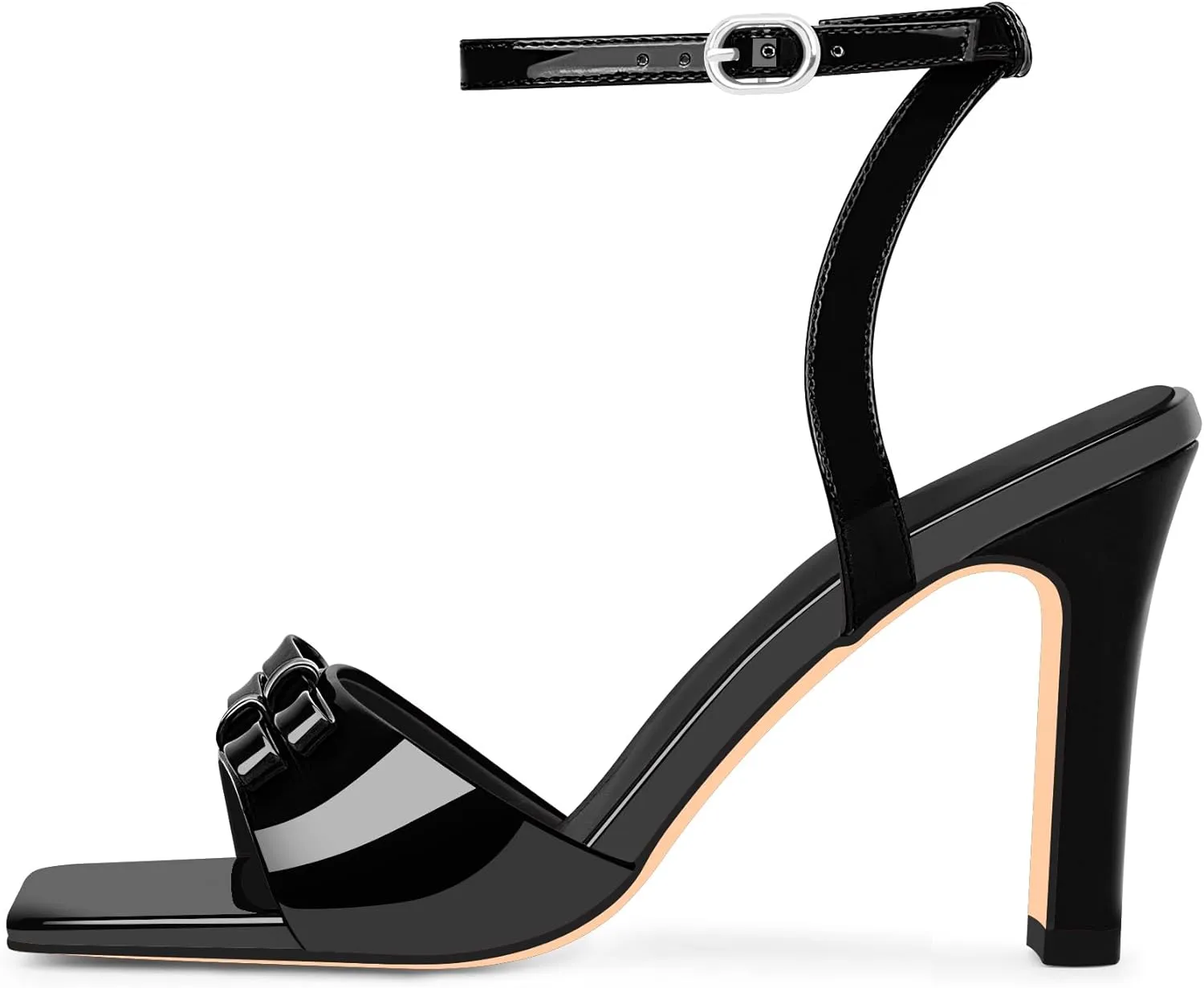 Women's Ankle Strap Open Toe High Heels Patent Leather Bow Sandals Party Dress Shoes