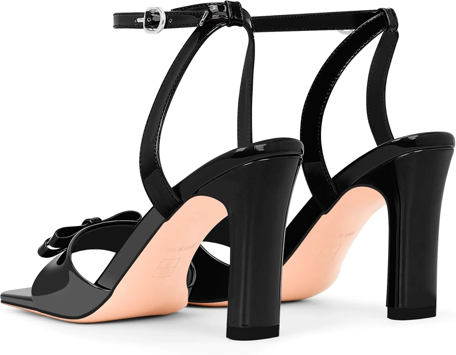 Women's Ankle Strap Open Toe High Heels Patent Leather Bow Sandals Party Dress Shoes