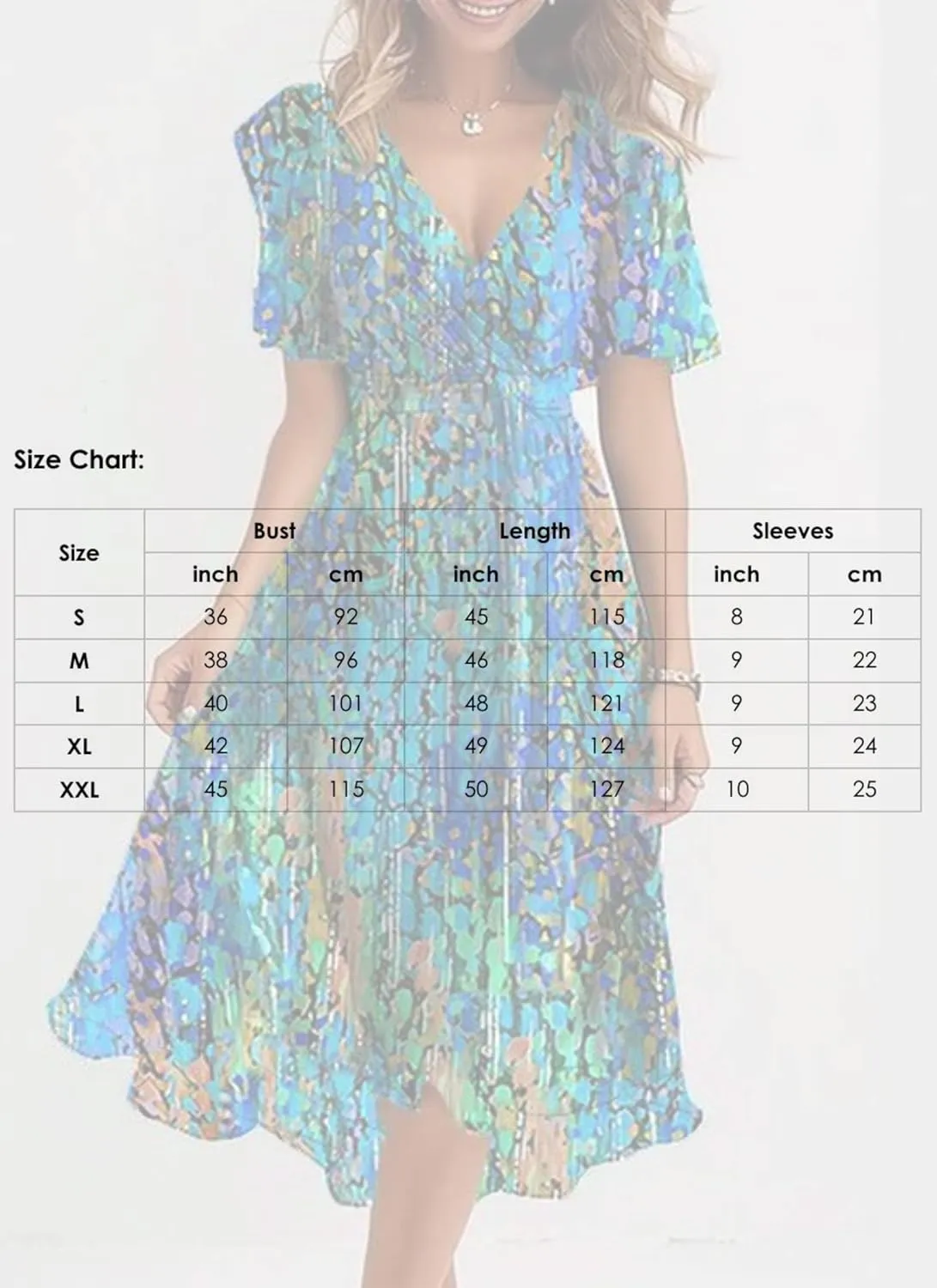 Women's Artistic Print V Neck Midi Dress 2025 Casual Summer Short Sleeve A-Line Flowy Cocktail Dress