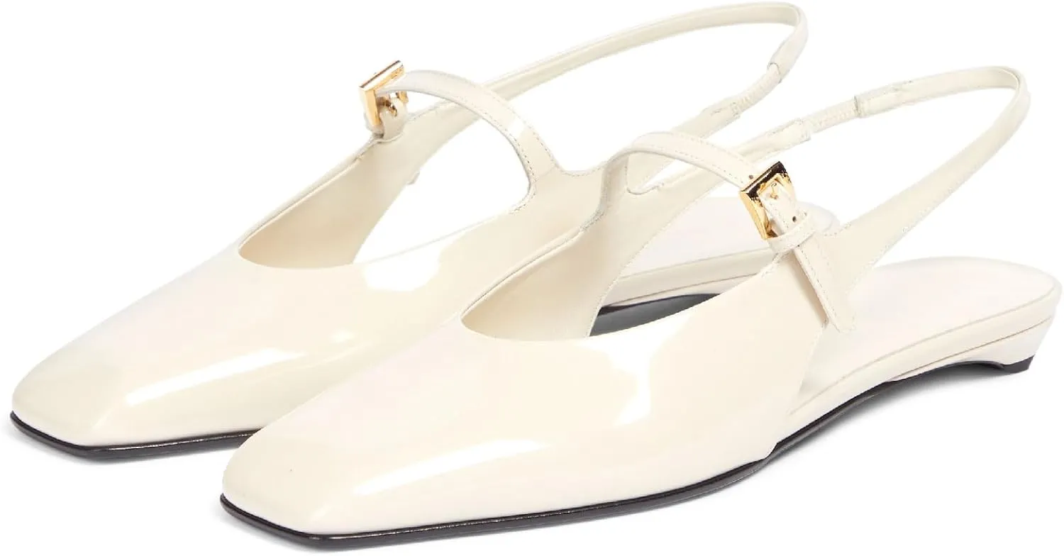 Women's Chic Square Closed Toe Low Chunky Heel Slingback Shoes Comfortable Slip On Mary Jane Flats with Buckle Casual Office Dressy Slingback Mary Jane Pumps for Women