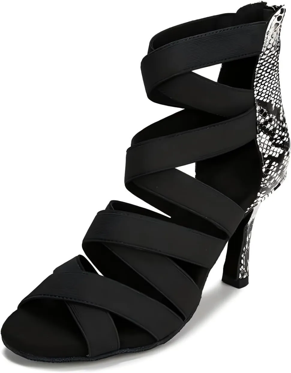 Women's Dance Shoes, Ballroom Dance Shoes for Women, Fashion Snake Print High Heel Sandals Dance Boots, Ballroom Performance Dance Boots Shoes