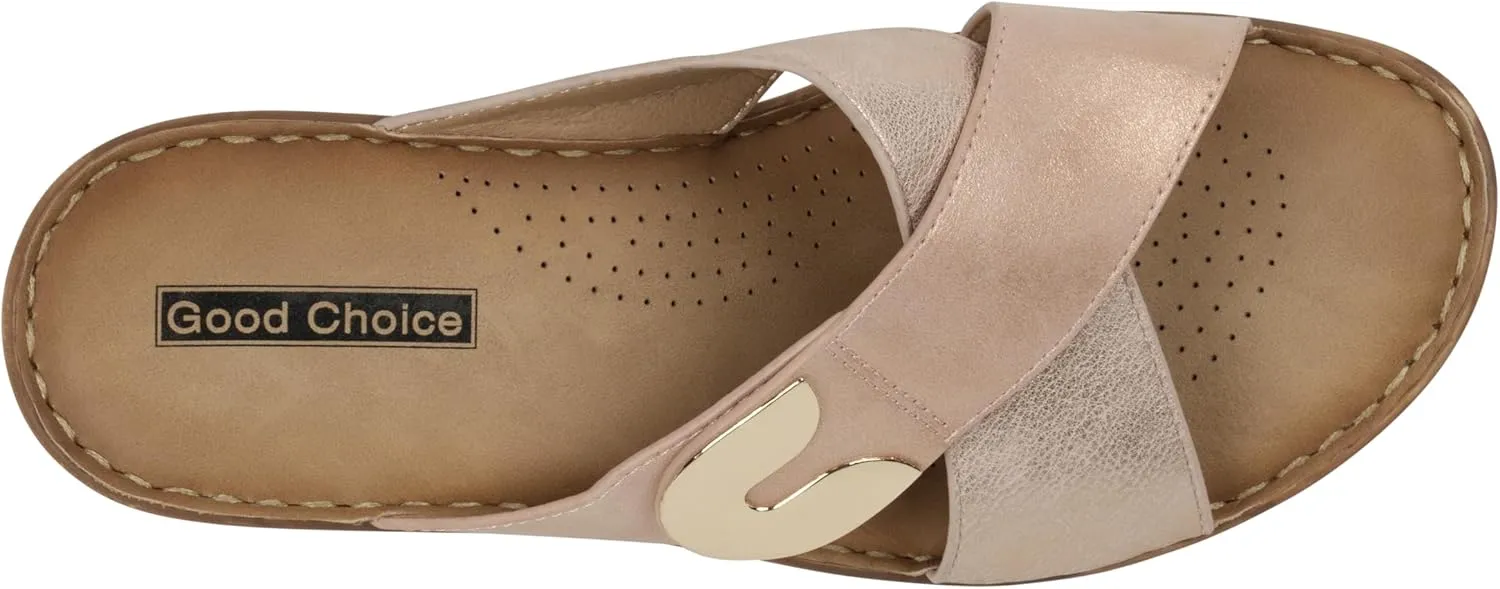 Women's Demi Cross Strap Comfy Wedge Sandals
