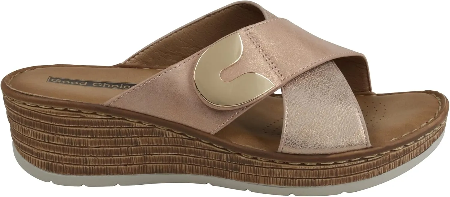 Women's Demi Cross Strap Comfy Wedge Sandals