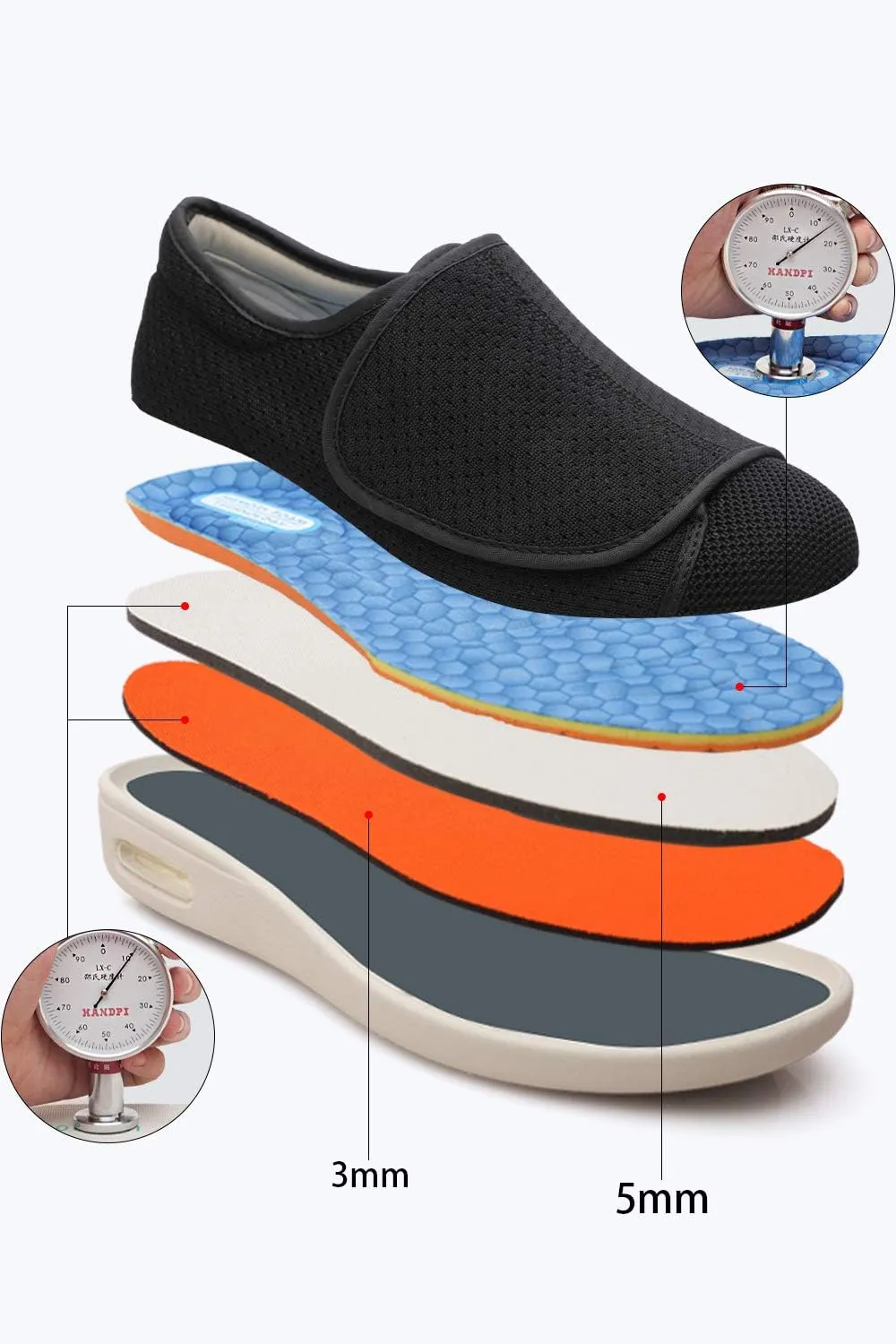 Women's Diabetic Shoes Add Fertilizer to Widen Swollen Feet, Easy to Put On and Take Off, Adjustable Indoor and Outdoor Non-Slip Walking Sneakers