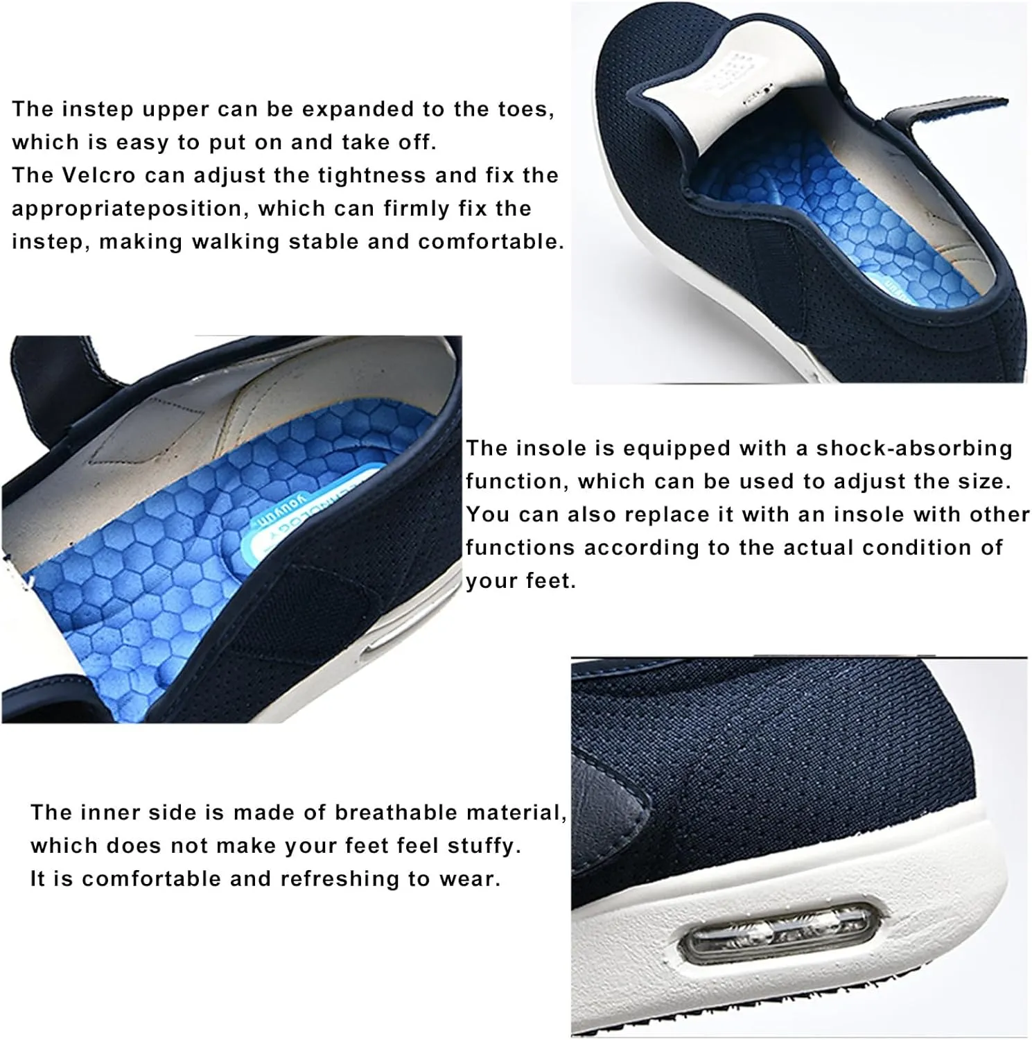 Women's Diabetic Shoes,Men's Extra Wide Fitting Sneakers for Older Adults with Swollen Feet