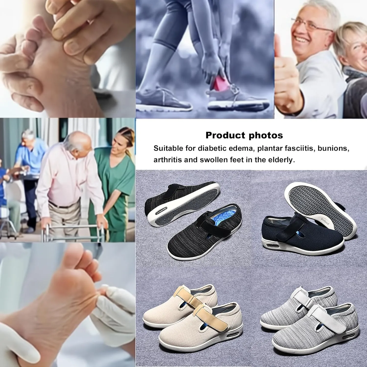 Women's Diabetic Shoes,Men's Extra Wide Fitting Sneakers for Older Adults with Swollen Feet