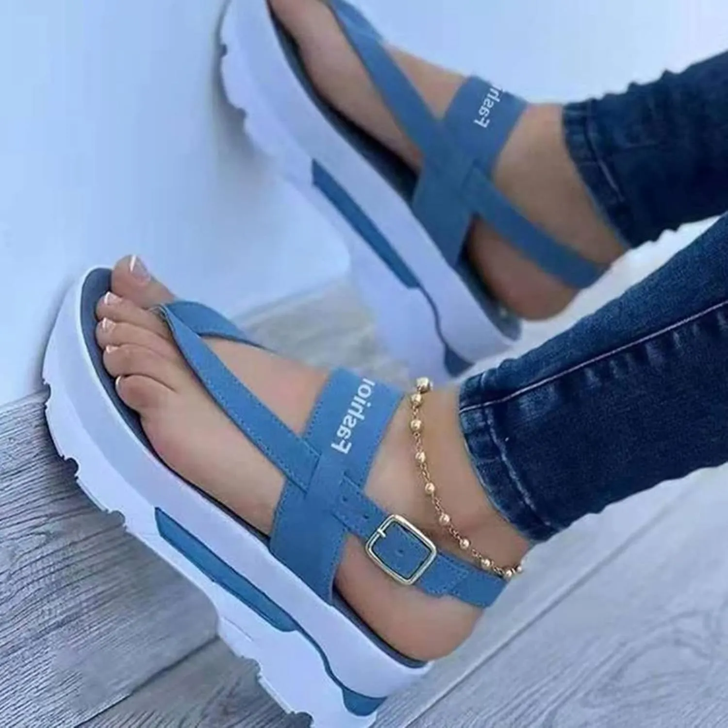 Women's Fashion Sports Sandals Casual Platform Flip Flops Summer Wedge Walking Sandals Buckle Ankle Strap Comfortable Thong Beach Shoes,Red,US11/EU42