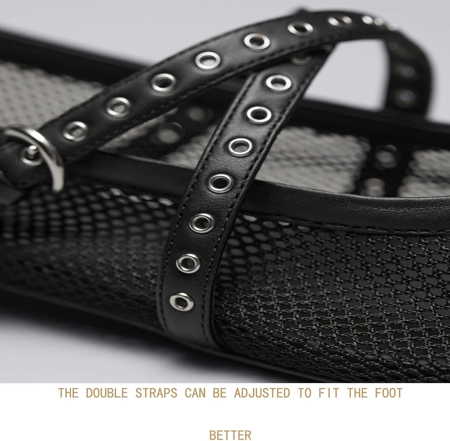 Women's Mesh Breathable Flat Mary Jane Shoes Strap Buckle Ballet Flats Fashion Adjustable Strap Round Toe Fishnet Shoes Summer Comfortable Anti-Slip Tulle Casual Ballerina Shoes
